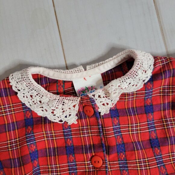 Vintage Baby Girl OshKosh B’Gosh Red Plaid Dress USA Size 18 Month - Picture 2 of 6